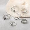 Personalized Combination Ring, Retro Love Nails Flower Opening 6 Pieces Ring Jewelry