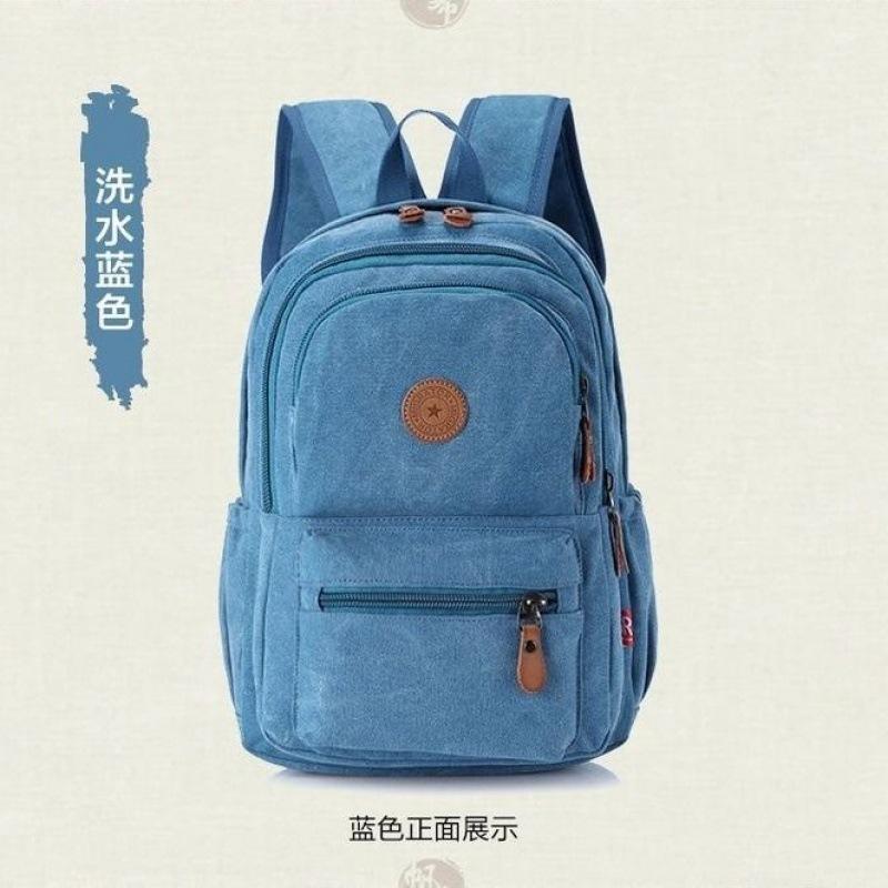 

Thickened wear-resistant canvas backpack unisex large-capacity luggage bag denim fabric retro college student schoolbag