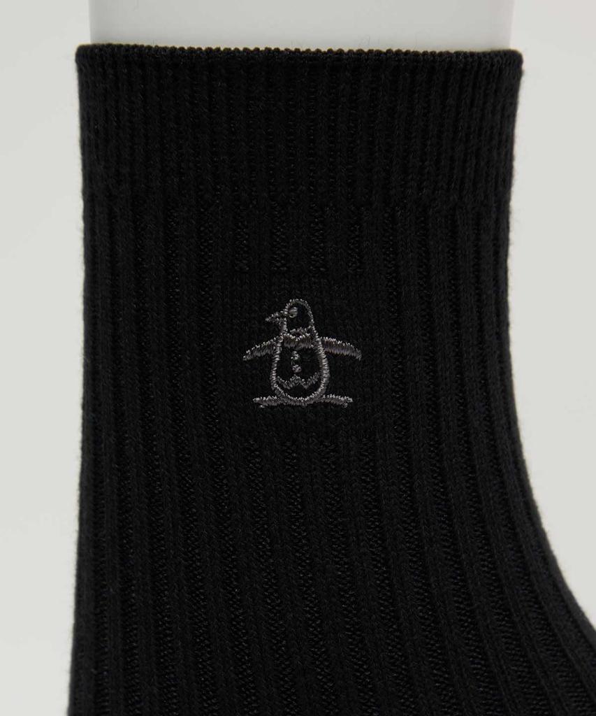 Munsingwear MG5SSO00L Golf Regular Penguin Antibacterial and Odor BK01 Women's Socks, Length, Embroidery, Resistant, Black,