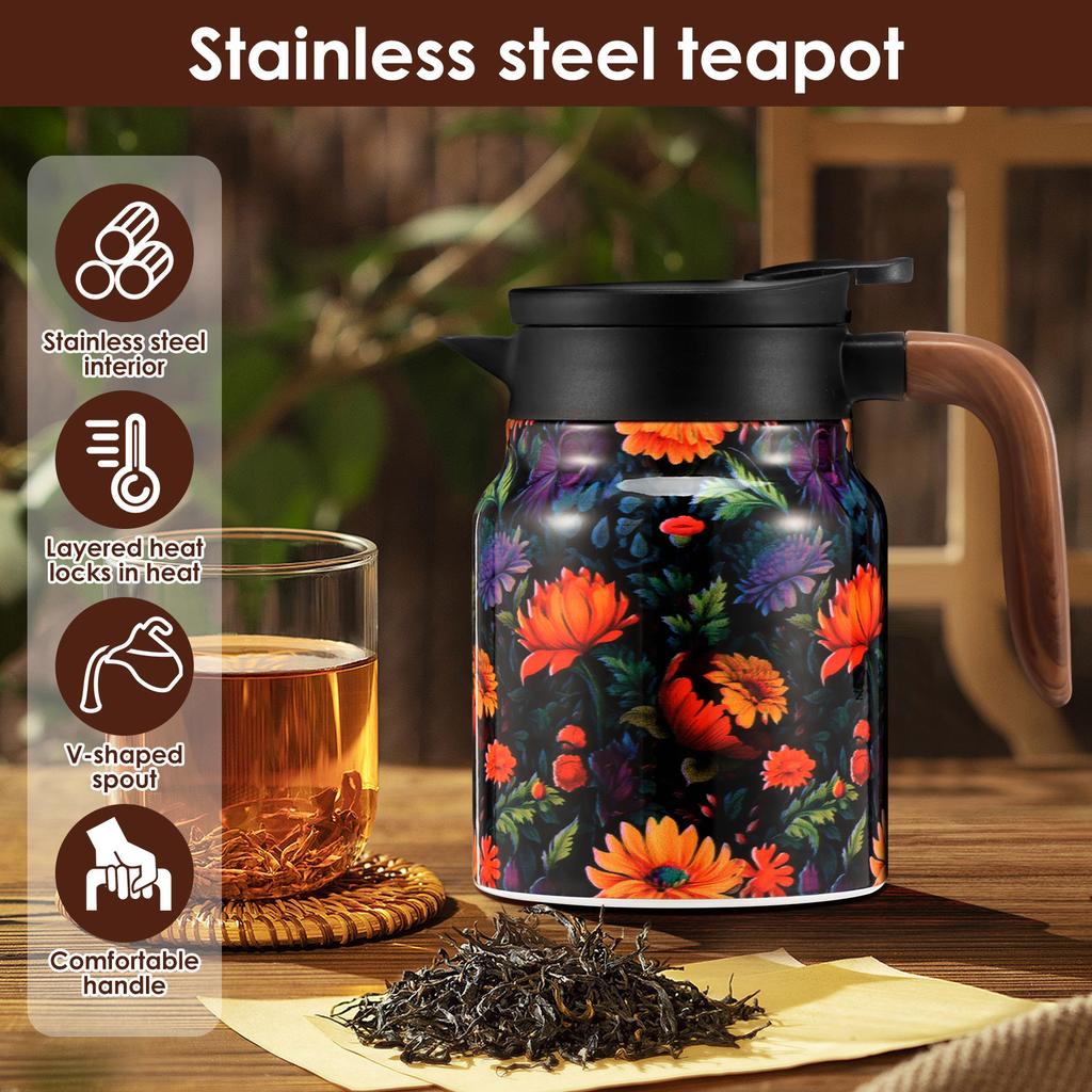 800/1000 ml Thermische Teekanne Edelstahl Isolierte Teekanne mit Sieb Große Kapazität Teekessel für Zuhause Büro Heißgetränk