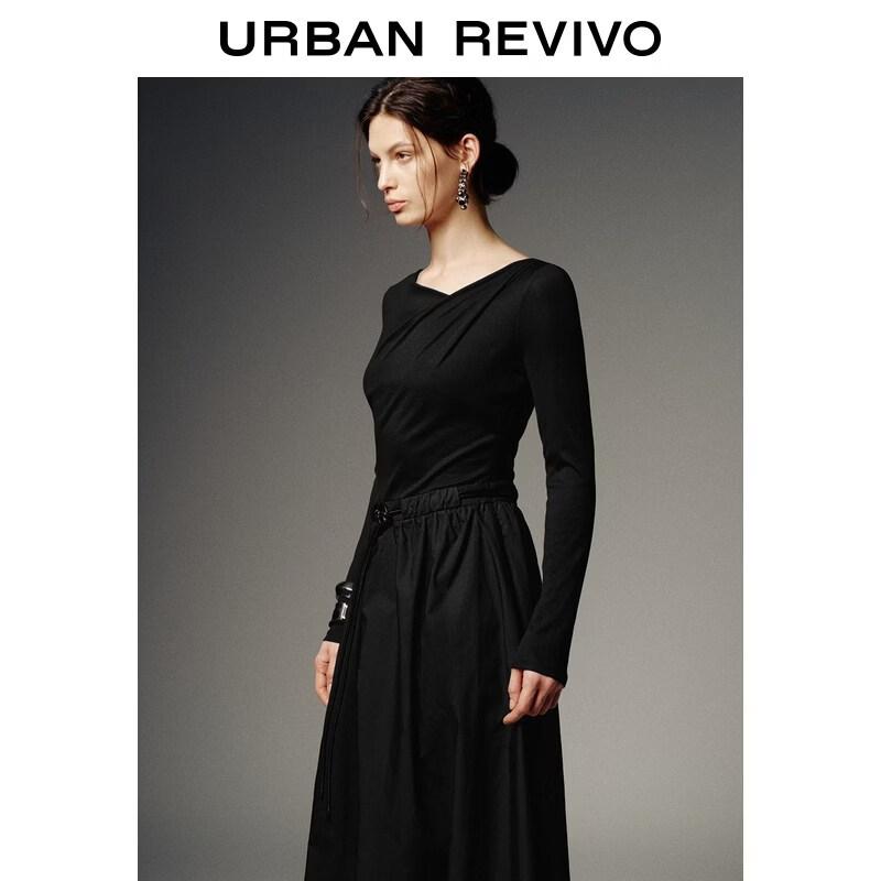 UR 2026 Spring Women's Casual Slim Fit Dress with Metal Buckle Belt