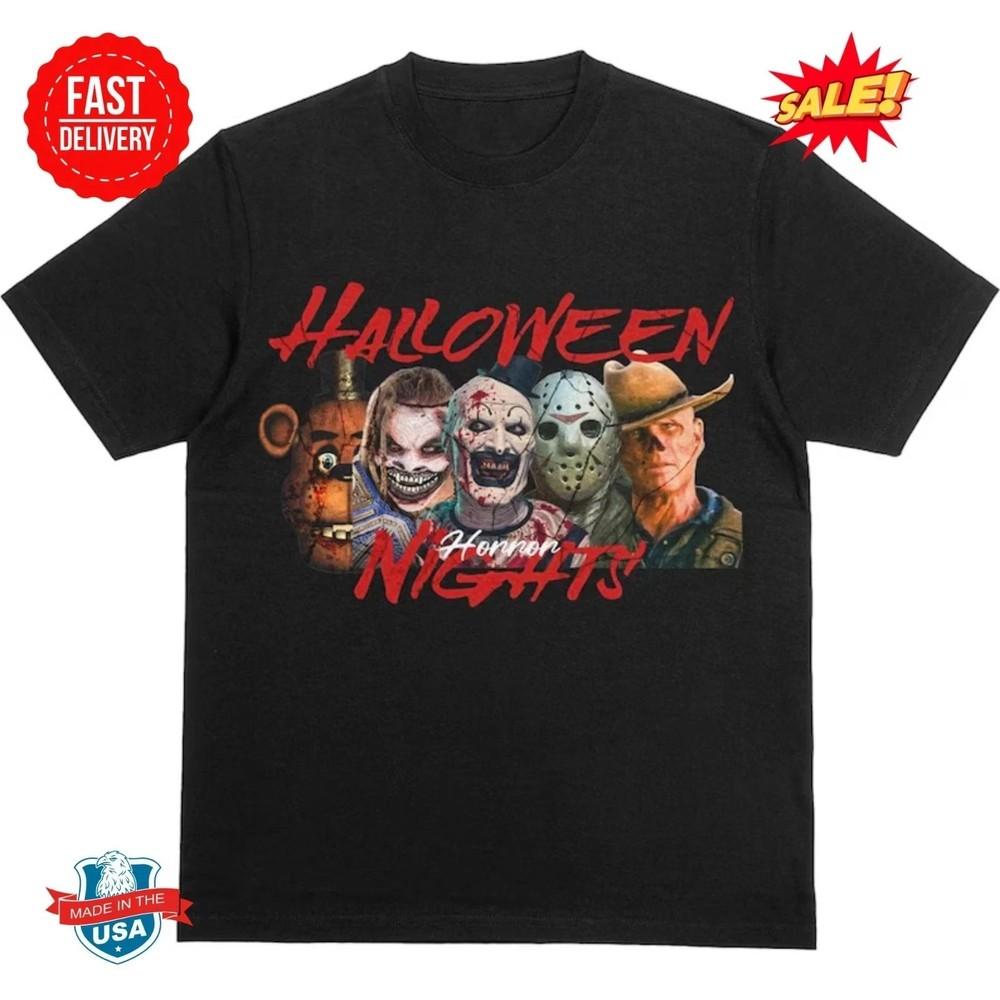 Halloween Horror Nights 2025 T-Shirt Tops Tees Men's Women's – Haunted House Icons – T-Shirt Tops Tees Men's Women's