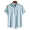 Y2k Short Sleeve Shirt Men's Cotton and Linen Stand Collar Short-sleeved Shirt