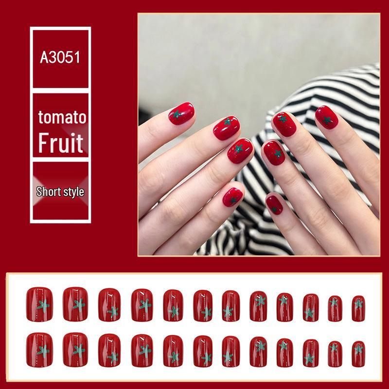 

Томатно-красные носимые типсы для ногтей для осени и зимы