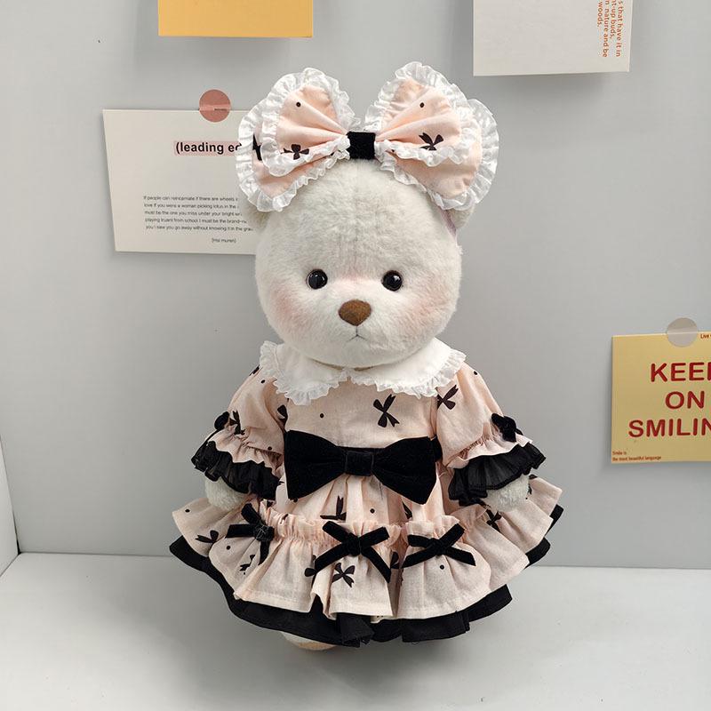 Medium Bear Outfit - Blue Pink Striped Carrot Overalls Set