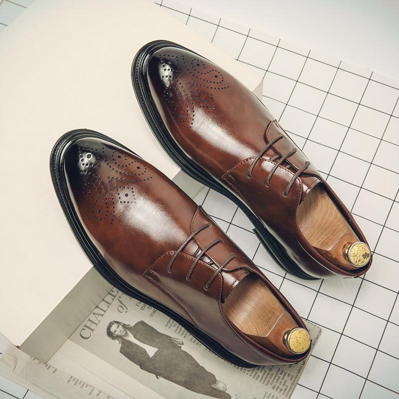 Leather Shoes Young British Dress Casual Business Sense Leather Shoes Wedding Groom Suit Height Increase