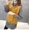 Sweater Women Autumn New Outer Wear Loose Shirt Collar Fake Two Piece Knit Sweater