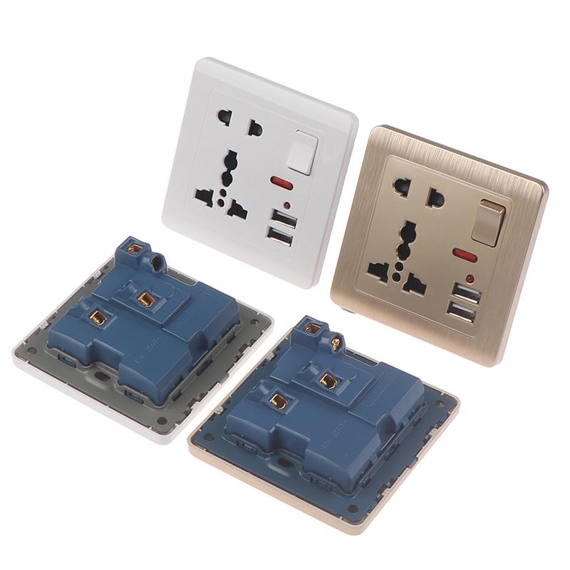 Universal Wall Socket With Led Light Switch 5 Hole Usb Wall Power Socket