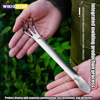 1Pc Stainless Steel Root Rake 3-Prong Loosen Soil Bonsai With Turning Soil Tools Garden Handle Tool Bonsai Tree Ergonomic