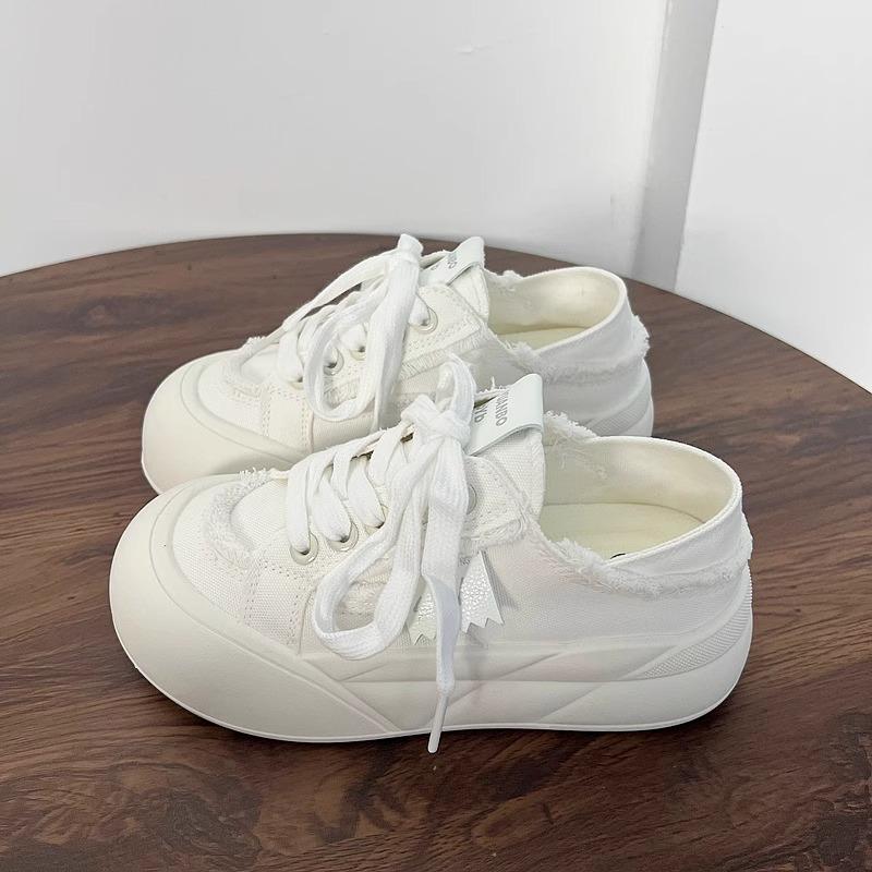 

Корейская универсальная обувь, кеды, женская, 2025, новая, лето, ленивые полушлепанцы, платформа, белые туфли, повседневные туфли-хлебцы 40 белый