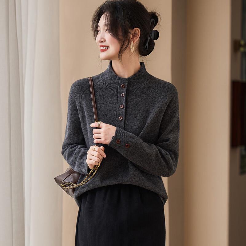 Pull Col Montant Mi-Haut Femme 100% Laine