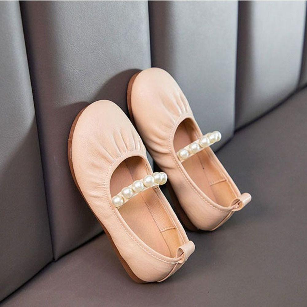 Pearl Girls Princess Shoes Soft Soled Kids Casual Flats Elegant Children Leather Shoes  Autumn