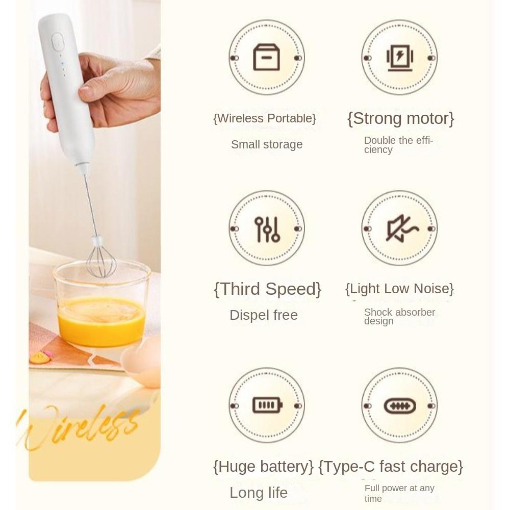 Handheld Whisk Egg Beater Wireless Mini Coffee Blender Portable Drink Mixer Foamer  Egg