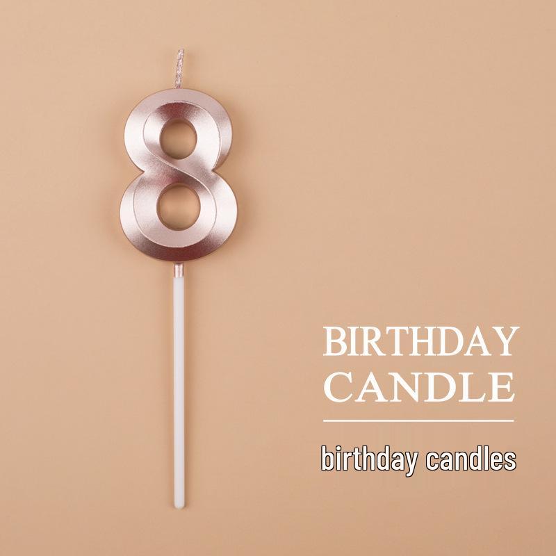 Gold and Silver Number Candles for Birthday Cakes - Pink Exquisite Design