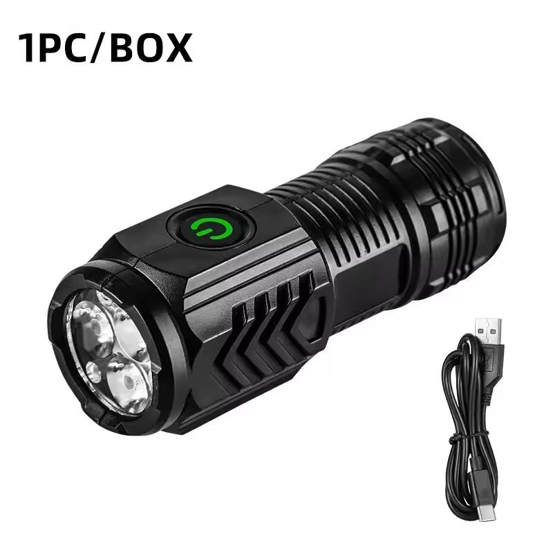 Ultra Powerful Flashlight 3Core LED Mini Tactical Flashlight USB Rechargeable High Power LED Torch With Magnet Hand Lamp Gift