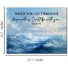 Christian Canvas Wall Art Decor When You Go Through Deep Waters Isaiah 43:2 Scripture Poster Print Picture Bible Ocean Artwork Framed for Home Decor,