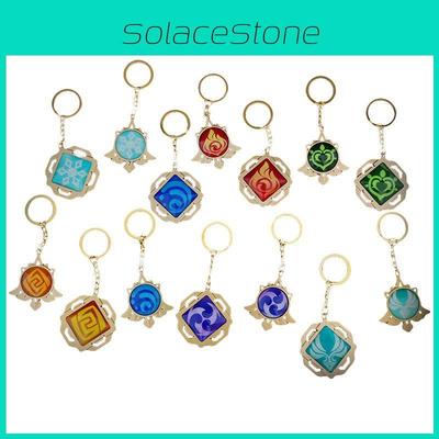 Genshin Impact Seven Elements Keychain Featuring Geo Anemo Electro Dendro Hydro Pyro Cryo Design