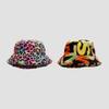 Dye Leopard Tie Print Plush Retro Fisherman Hat Thickened Warm Accessories Girl