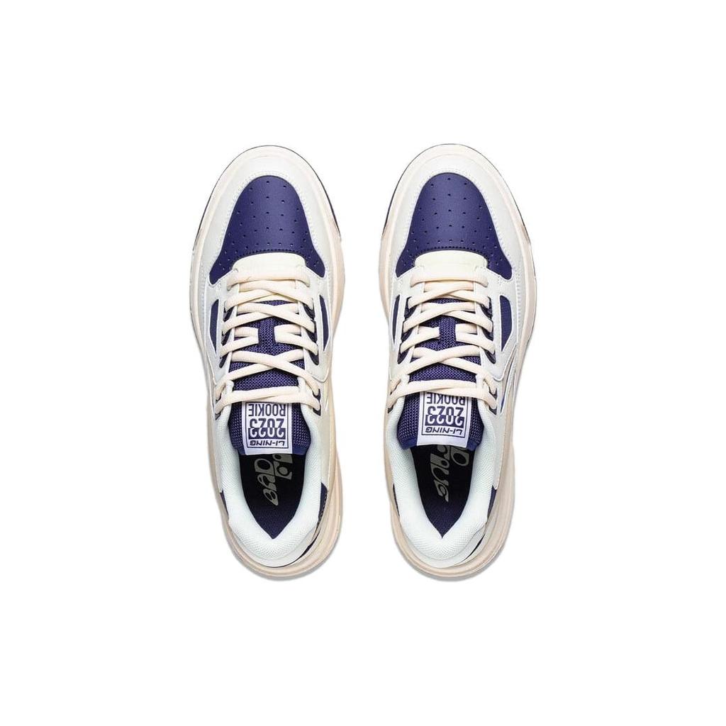 Li Ning Rookie 2 Slip Resistant Abrasion Resistant Low top Skateboard Shoes Men's White Blue ABCT039-2