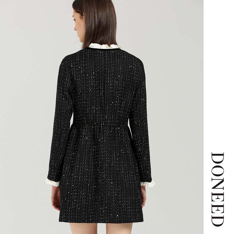 DONEED French Chic Tweed A-Line Dress