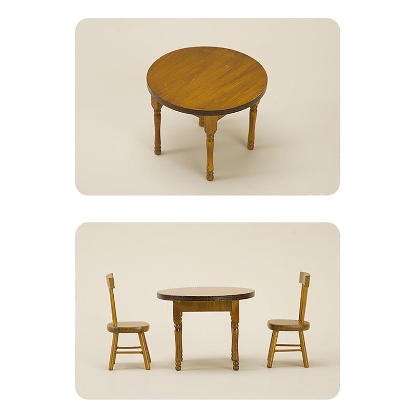 Décoration de maison de poupée mini table ronde et ensemble de chaises meubles scène modèle accessoires photo
