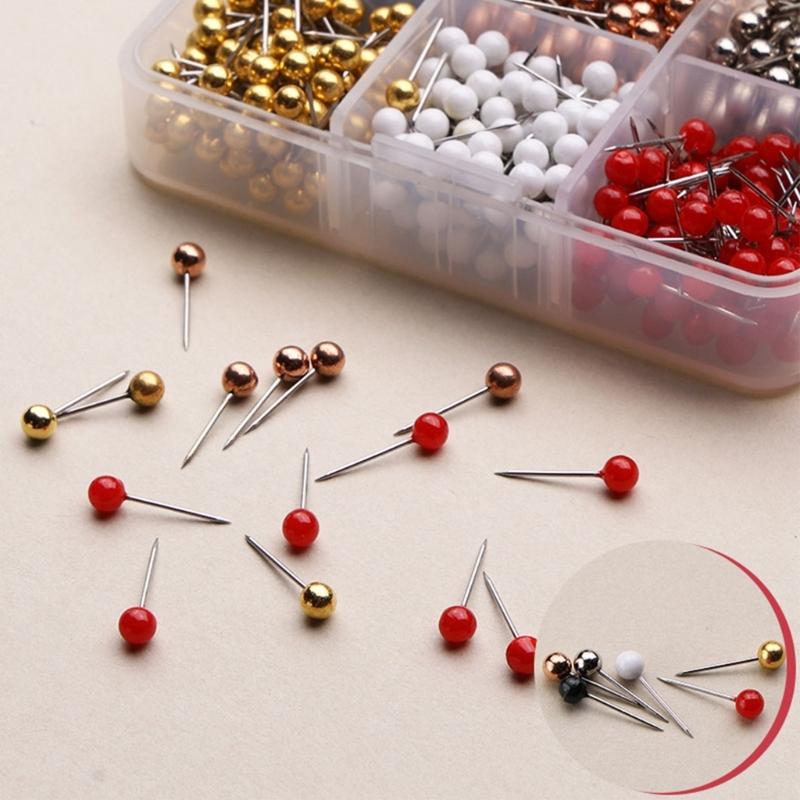 1800/510Pcs Ball-shape Push Pin Map Pins Cork Board Tacks Multicolored Quilting Positioning Pin for Sewing Dressmaking