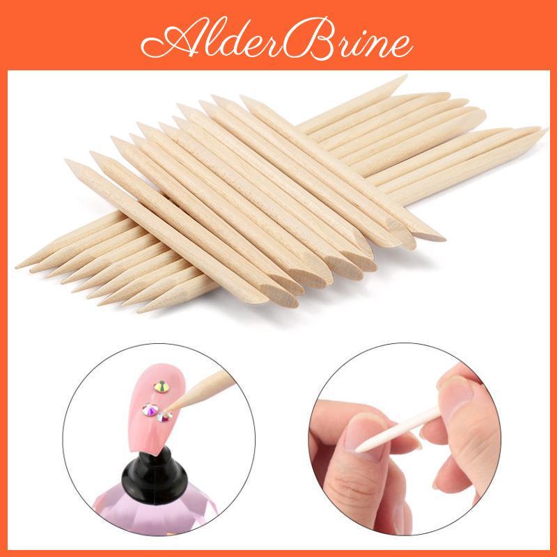 Pcs 100 Design Art Nail Orange Wood Sticks Cuticle Pusher Remover Manicure Pedicure Care