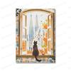 Adorabili gatti guardano il paesaggio, stampe artistiche su tela, quadri del viaggio a Firenze, montagna Fuji, Parigi, Grecia, poster