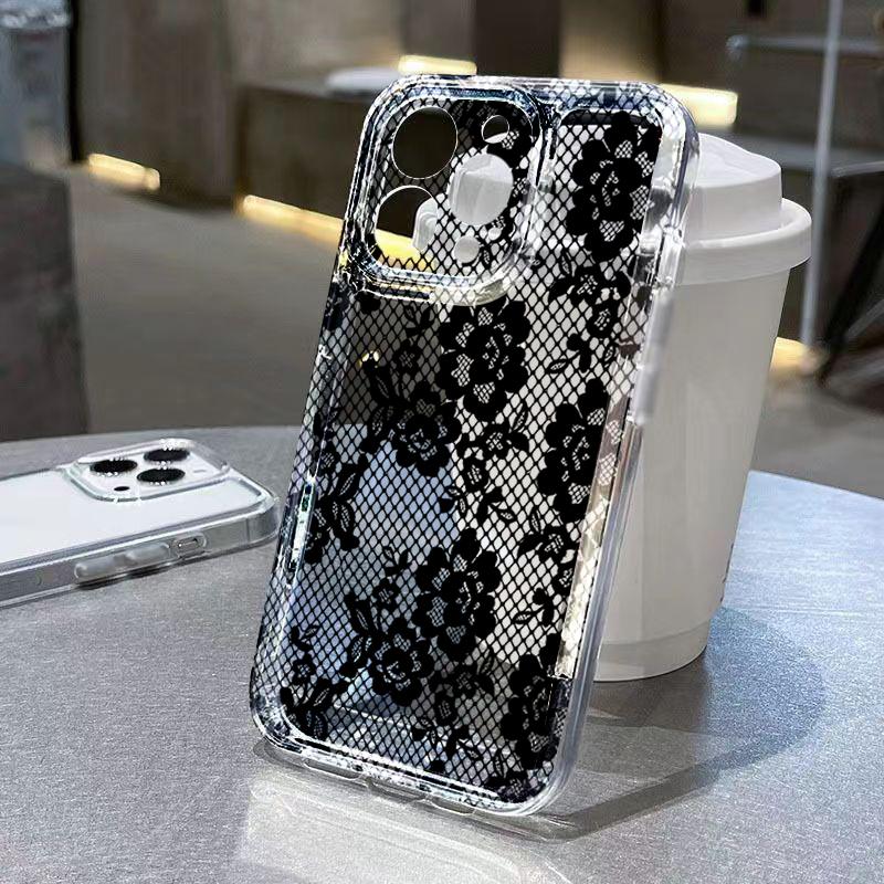 New Black White Lace Phone Case for Xiaomi 15T Pro 14T 13T 12T 14 11 Lite 5G Poco X7 Pro X6 X5 F7 F6 pro Shockproof Soft Cover