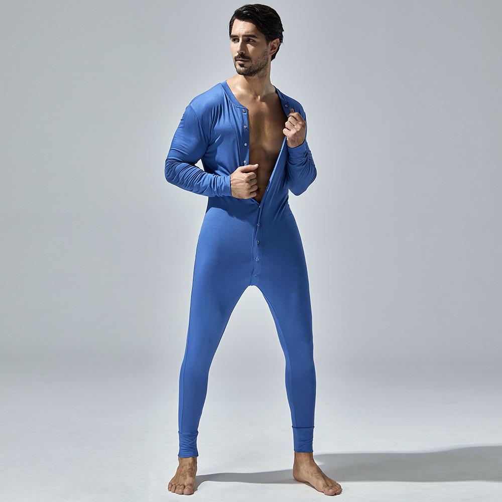 2024 Spring Jumpsuit: Open-Crotch Pajama Set with Long-Sleeve Top and Pants
