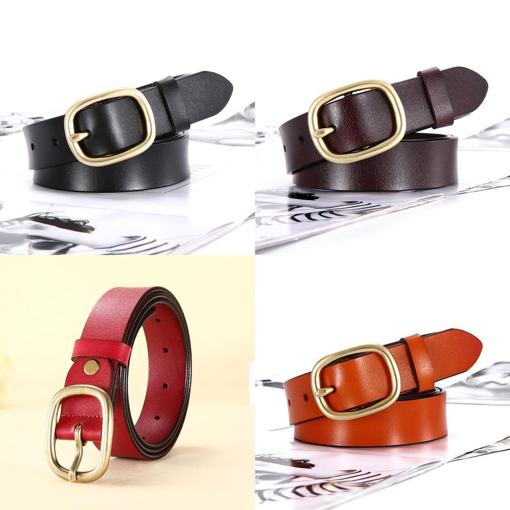 Womens Leather Belt Simple Classic Cowhide Fashion Korean Style For Casual Jeans Wear