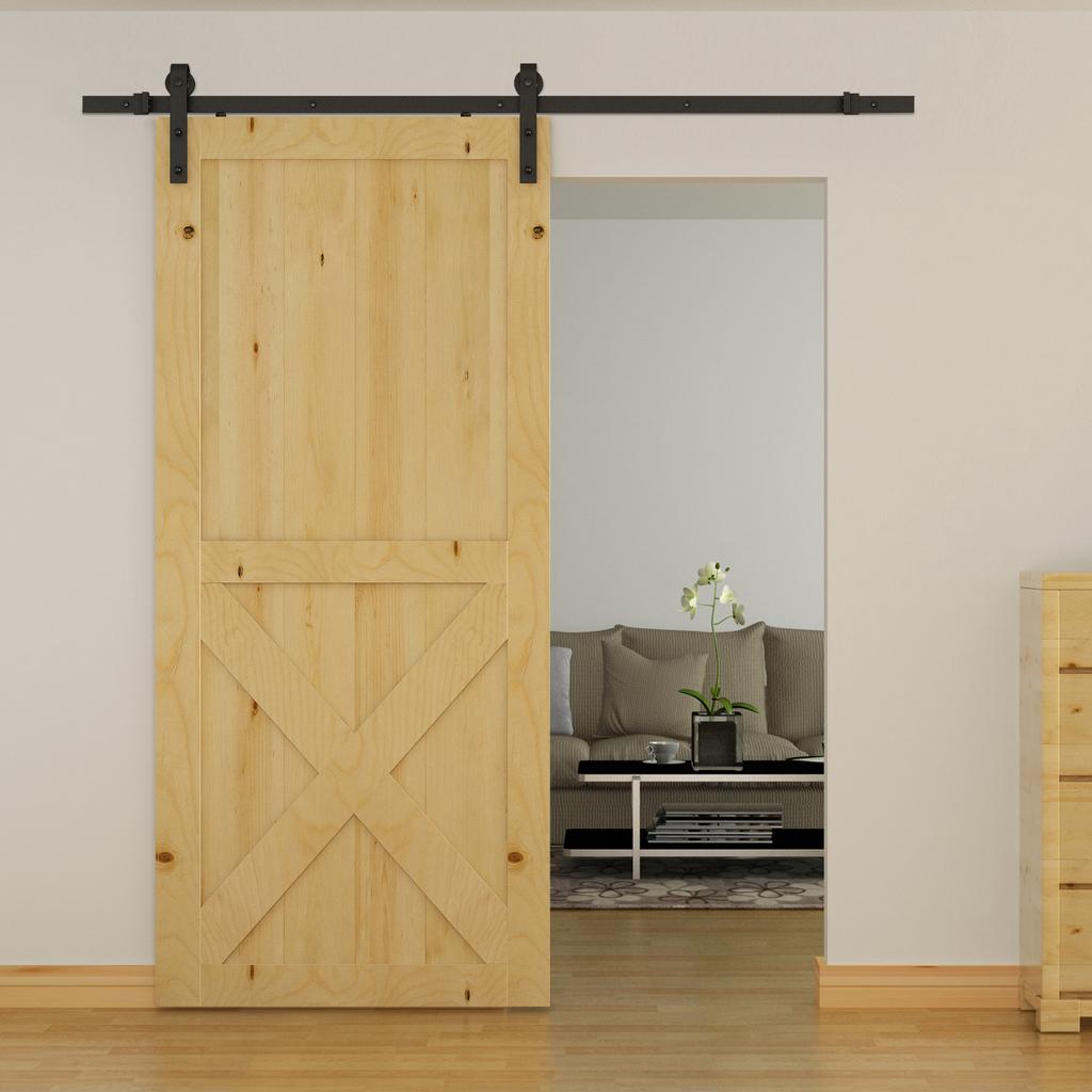 Sliding Door Track Kit, Max. 100 kg Load Capacity, Metal, Black, 2 m, Black