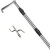 Telescoping Truck Cargo Grabber Pole with 2 Hooks Stainless Steel Pickup Truck Bed Retriever Tool Heavy Duty Telescopic Push Pull Rod