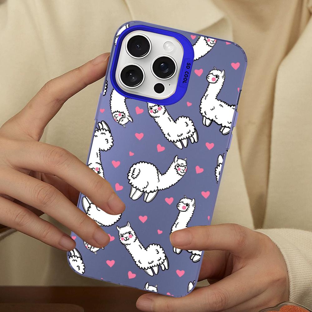 Alpaca Animals Cartoon Colorful Phone Case For IPhone 16 15 14 13 12 11 Pro Max X XR XSMAX 8 Matte Shockproof Back Cover