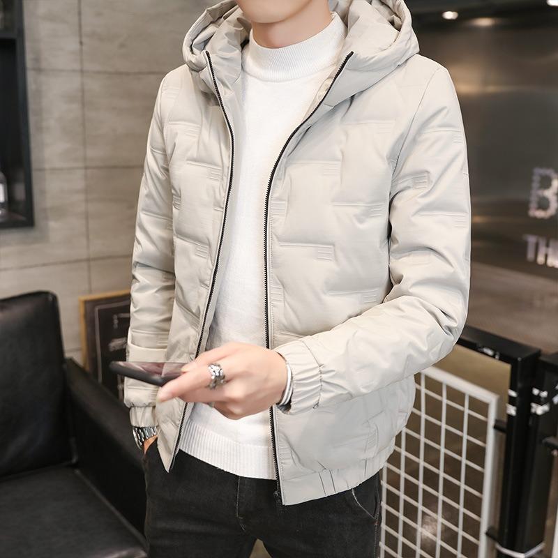 Down jacket men's new autumn and winter trend slim fit light and thin hooded short down warm down jacket