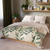 FERNA bedding set 160x200 cm - satin cotton, beige, botanical pattern