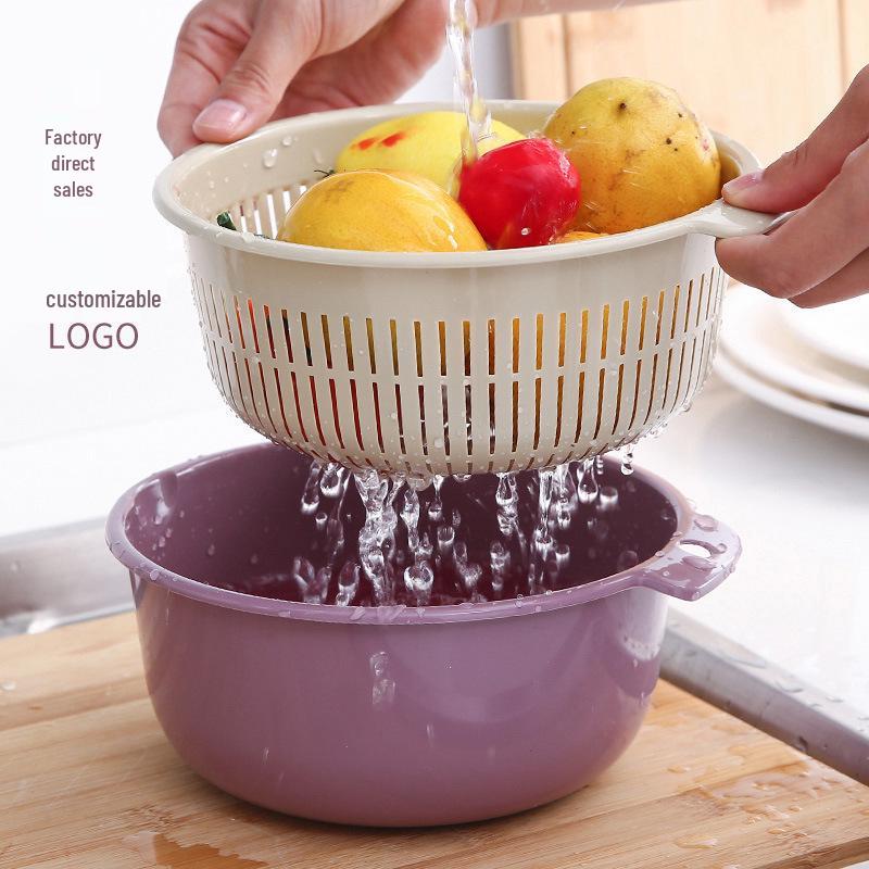 Thickened Double-Layer Draining Basket Set – 6-Piece Vegetable & Rice Washing Basins
