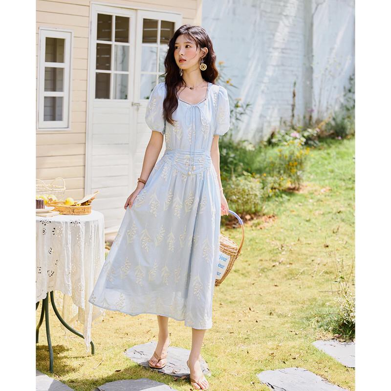 Mishow Square Neck Bubble Sleeve Maxi Dress S