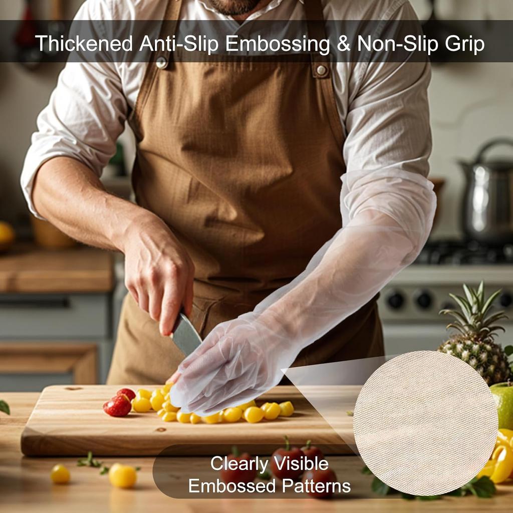 Long Disposable Cleaning Gloves, 21 inch Waterproof Elbow Length Disposable Glove, Lightweight Cleaning Gloves