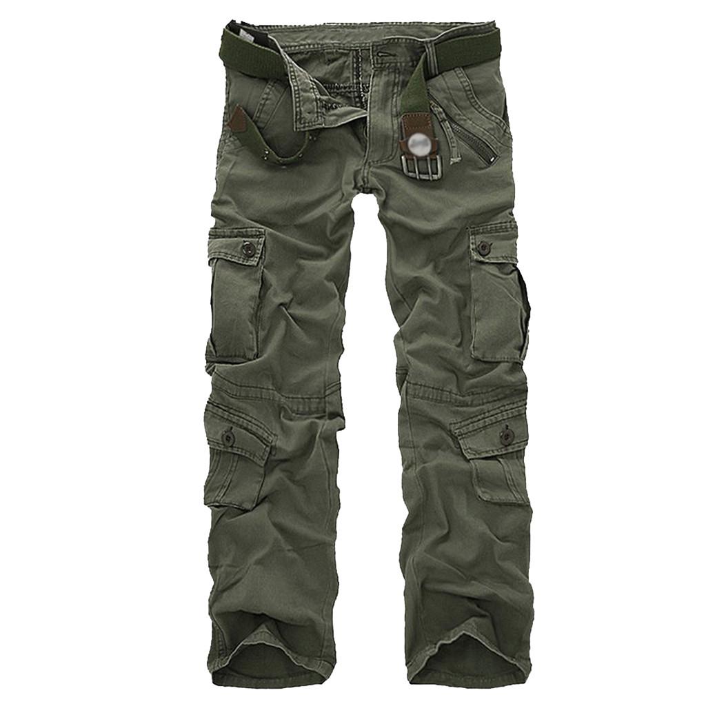 (SU)Herrenmode Casual Baumwolle Multi-Pocket Outdoor Arbeitshose Cargo Lange Hose