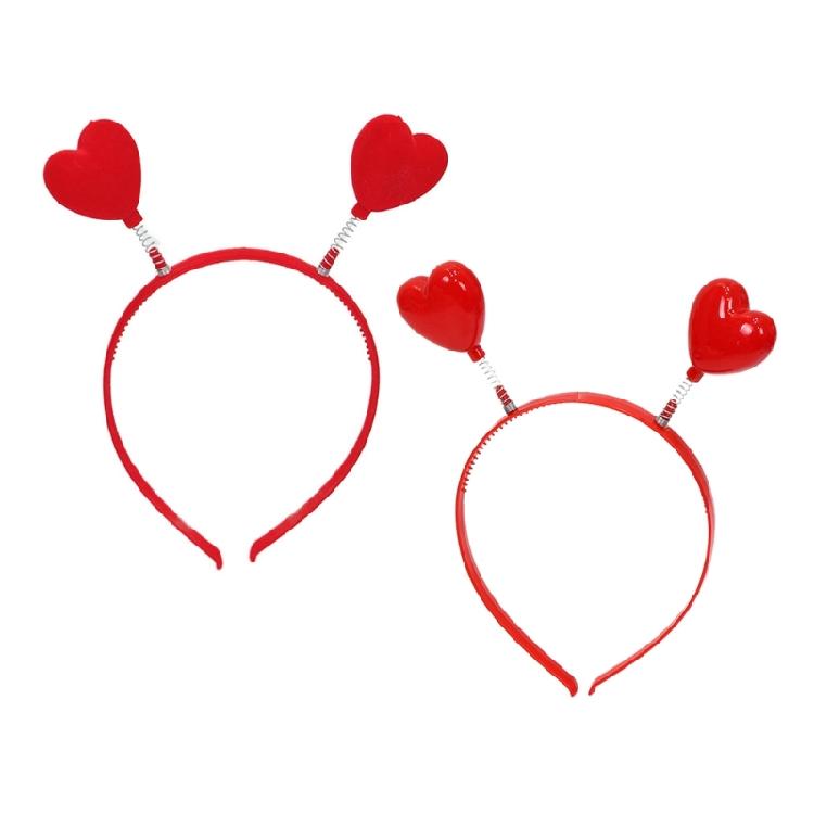 Den svatého Valentýna Srdce Čelenka s tykadly Pokrývka hlavy Sametová čelenka Srdce Párty kostým