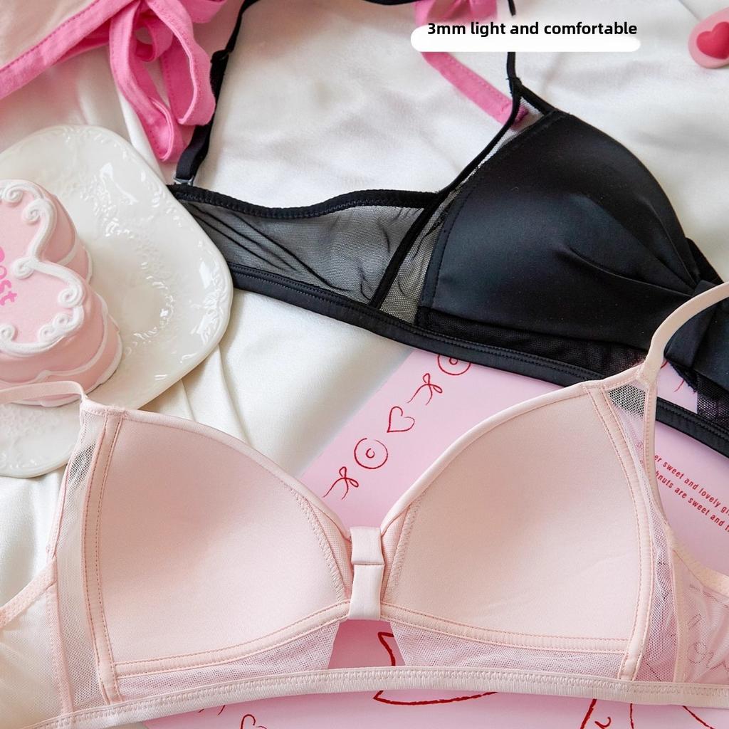 Female Summer Thin and Sweet Net Gauze Big Bosoms Show Small Triangle Cup Side Collect Pair of Milk Breathable Underwear