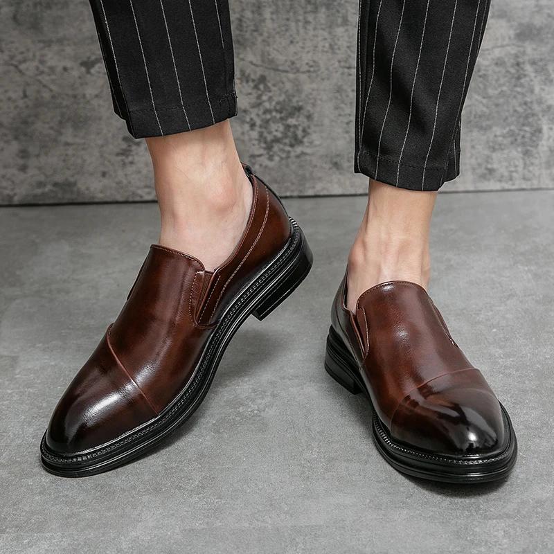 Fashion 2024 High Quality Handmade Oxford Dress Shoes Men Cow Leather Suit Shoes Footwear Wedding Formal British Style Business Retro