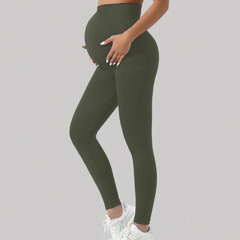 Fashion Solid Women Pregnant Yoga Pants High Waisted Slim Fit Exercise Seamless Yoga Legging Women Casual Push Up Pregnant Yoga Joggings 24416