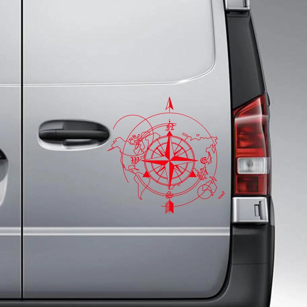Car Compass World Map Wall Sticker Auto Tuning Accessories For Caravan Camper Van Motorhome Vanlife RV Camping Trailer Decal
