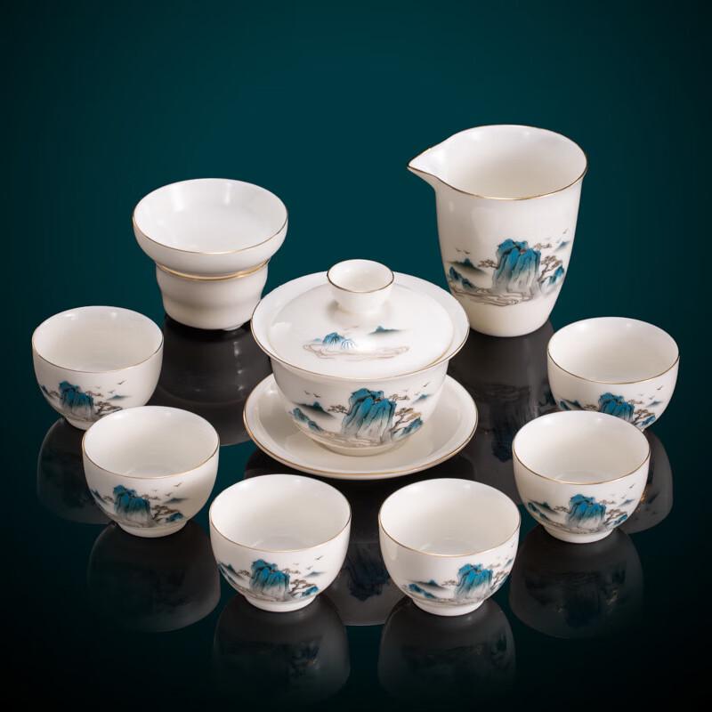 Yuzhou Yangzhi Jade Porcelain Gaiwan Tea Set Gift