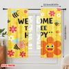 2pcs 2D flat printing Window Curtains Welcome Bee Happy Flowers Polyester Without Electricity Party Decorations for room decor