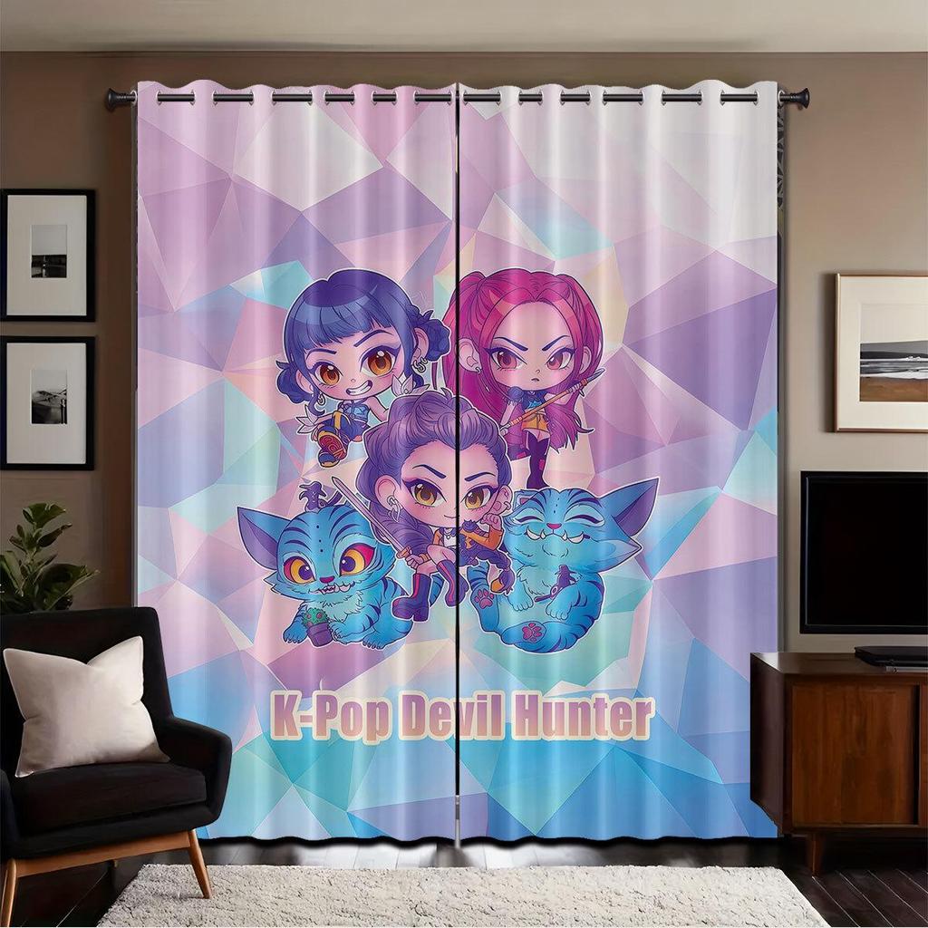 Dämonenjäger 3D Digitaldruck Verdunkelungsvorhänge - Benutzerdefiniertes Foto, Dick, Hochpräziser Sonnenschutz, Sonnenschutz, Grenzüberschreitend