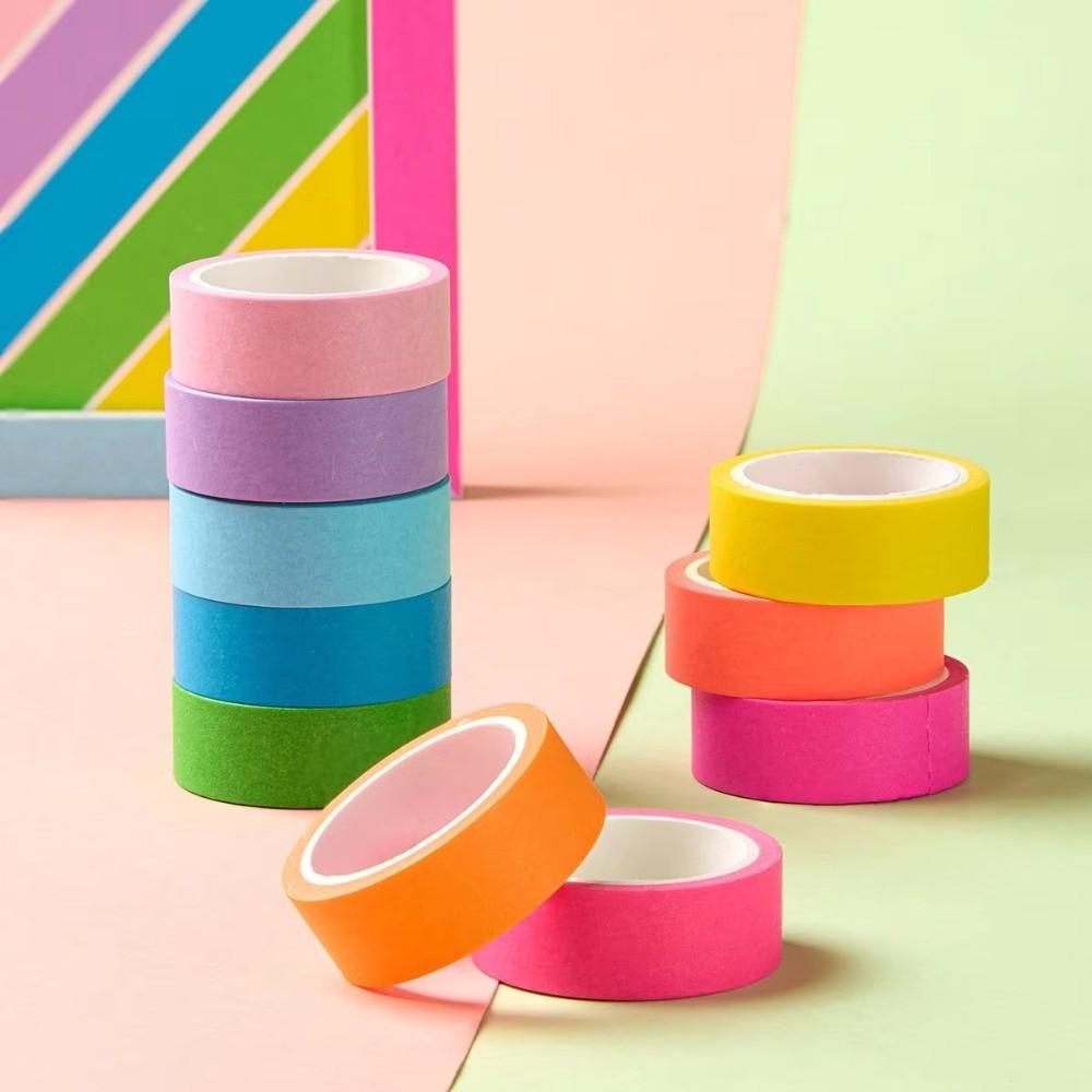 10 rolls Tearable Rainbow-colored Washi Tape Fluorescent Journals Tape Gift