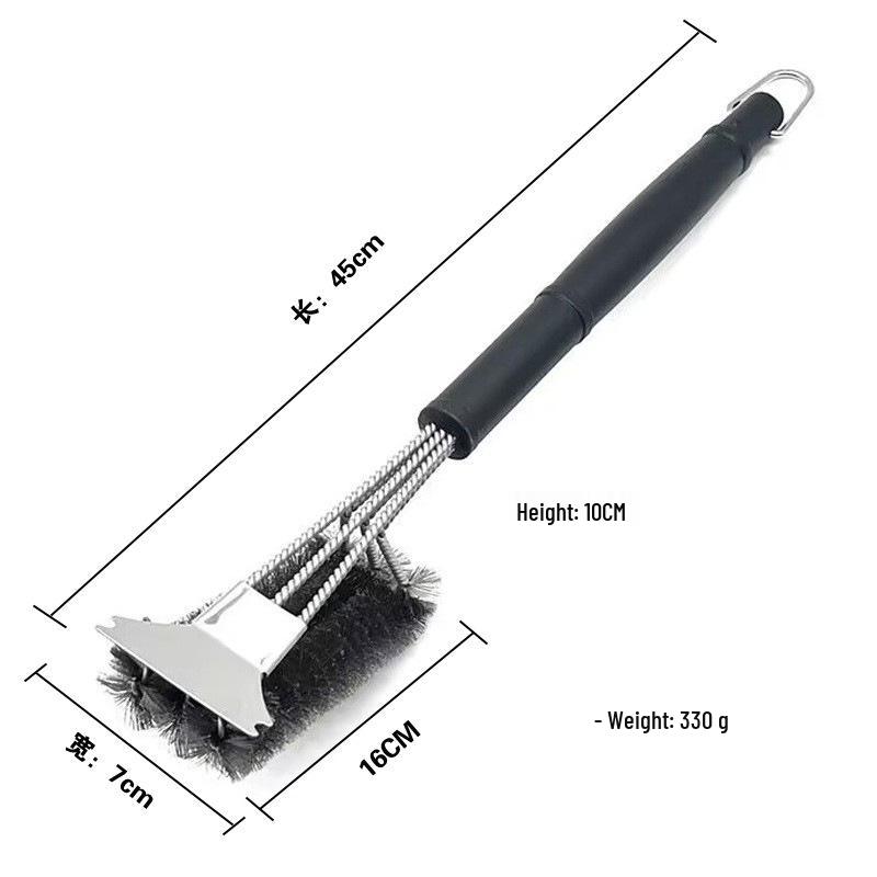 Three-Headed Stainless Steel BBQ Cleaning Brush Tool